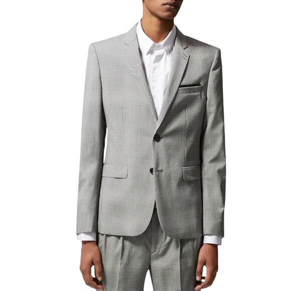 The Kooples Stars Flow Black & White Wool Slim Blazer Suit Jacket Men’s Size 48 - Picture 1 of 9